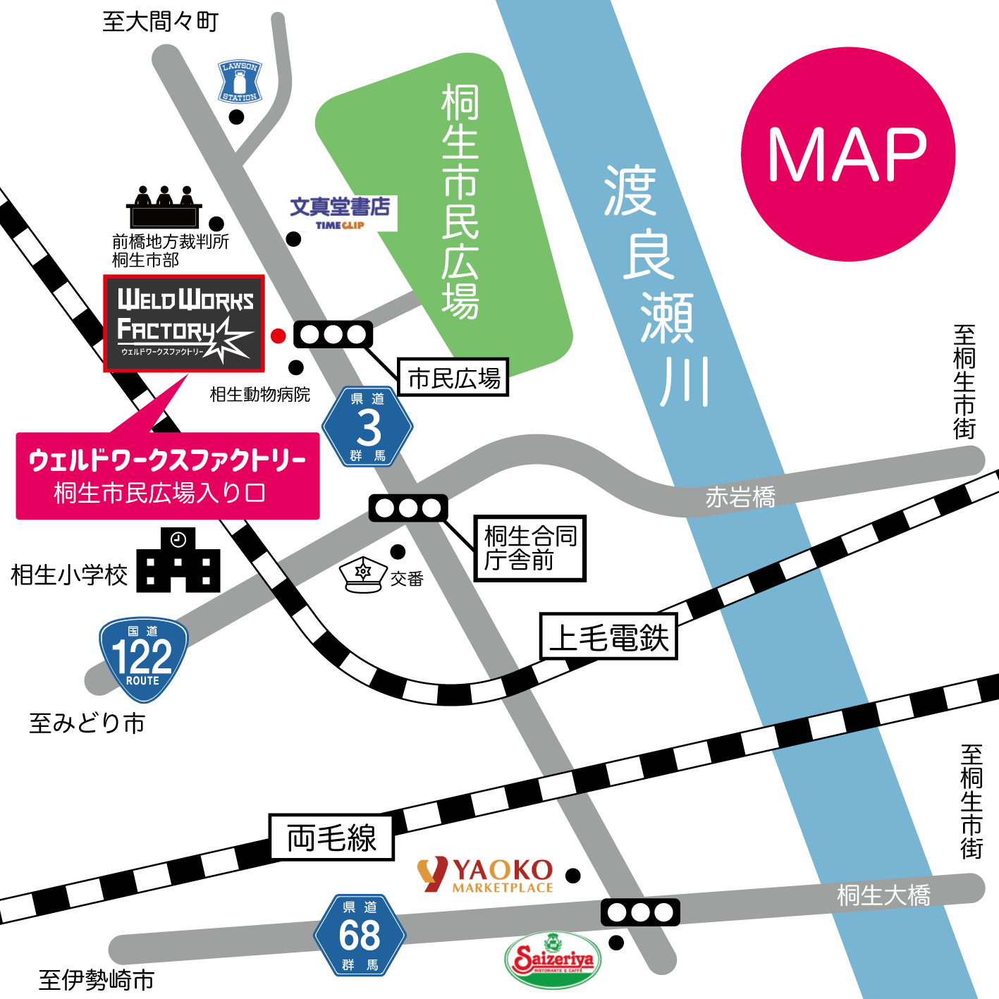WELDWORKSFACTORYの店舗地図の略図
